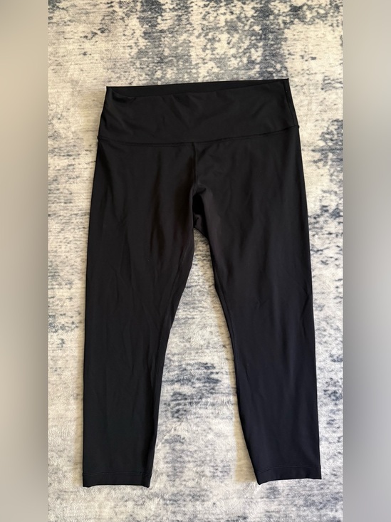 lululemon athletica Pants - Lululemon Black Cropped Leggings – 23” Inseam with Reflective Logo size 12